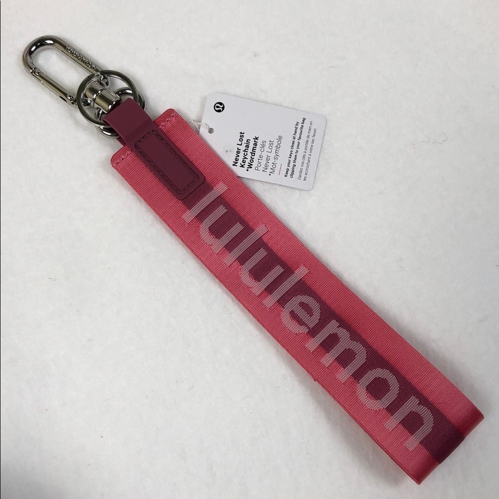 Lululemon Never Lost Keychain Pink Wordmark (M1)